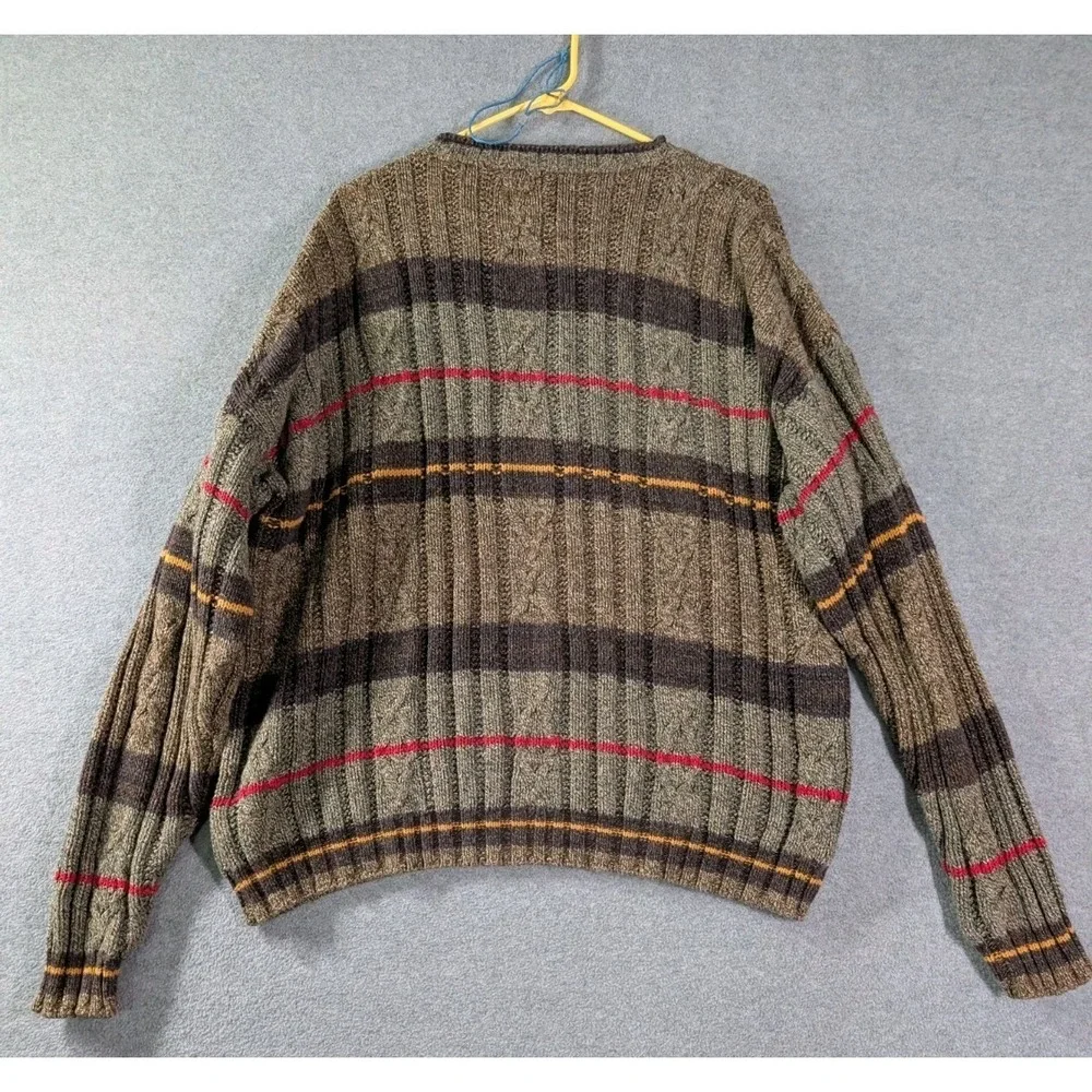 VTG Chaps Ralph Lauren USA Made Cotton Cable Knit Sweater XL Grandpa Grunge